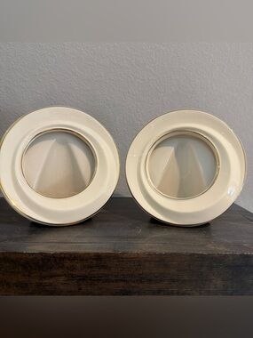 Lenox Porcelain White & Gold Rim Photo Picture Frames 5” Set of 2